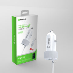 Simplo SMC-01 12W Car Charger with Built-In Micro USB Cable