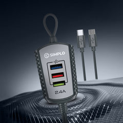 Simplo SOLAR-8 3-Port USB Clip Charger 2.4A