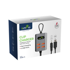 Simplo SOLAR-3 4-Port USB Clip Charger 2.4A