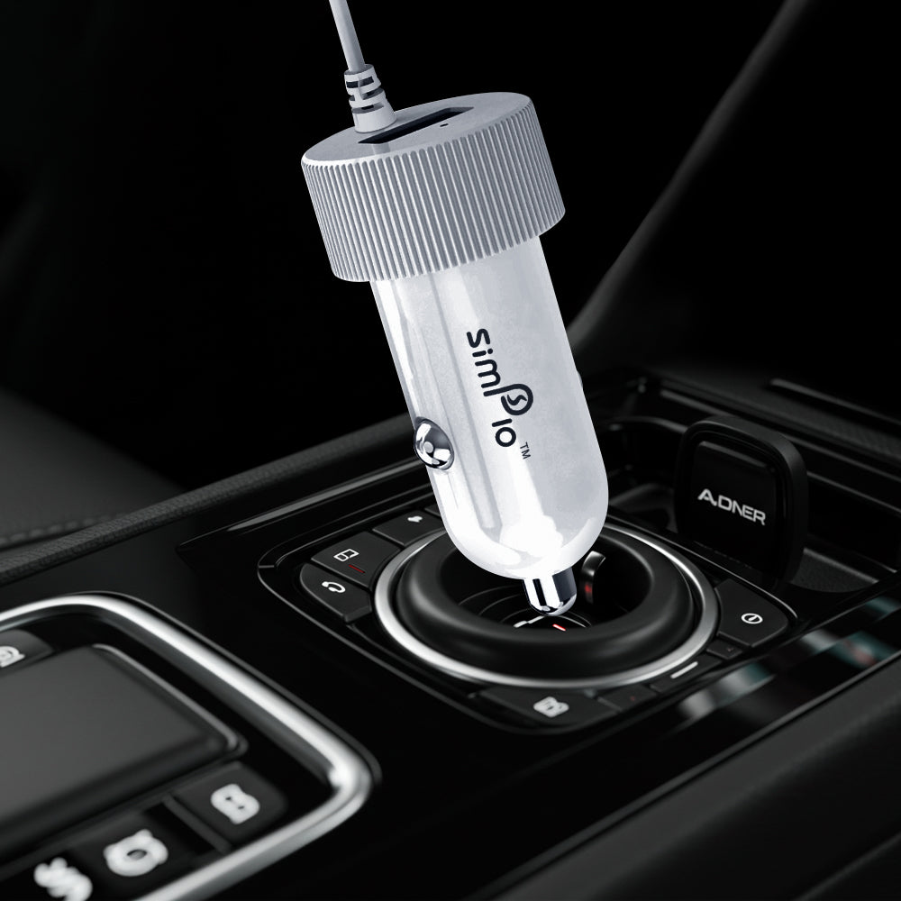 Simplo SMC-01 12W Car Charger with Built-In Micro USB Cable